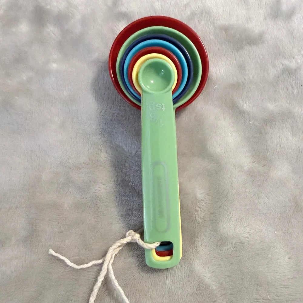 Farberware 7 Piece Measuring Spoon Set Rainbow Multicolor Nesting Kitchen